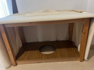 Mesa camilla rectangular cristal y tela beige