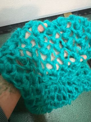 Sciarpa/coprispalle uncinetto turchese