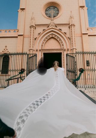 Vestido de Novia Rosa Clará con doble falda