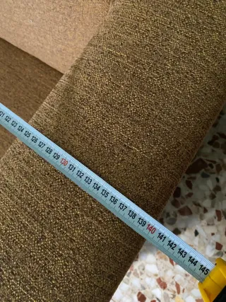 Sofá 2 plazas tela marrón/amarillo