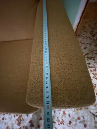 Sofá 2 plazas tela marrón/amarillo