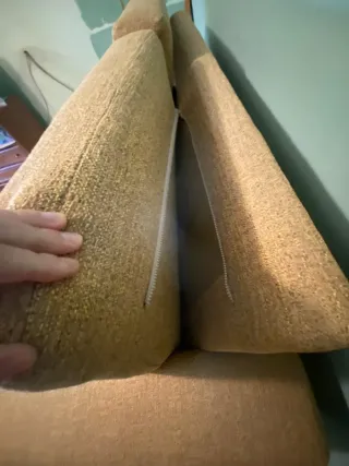 Sofá 2 plazas tela marrón/amarillo