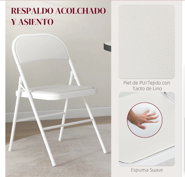 Juego 2 Sillas Plegables HOMCOM Blancas