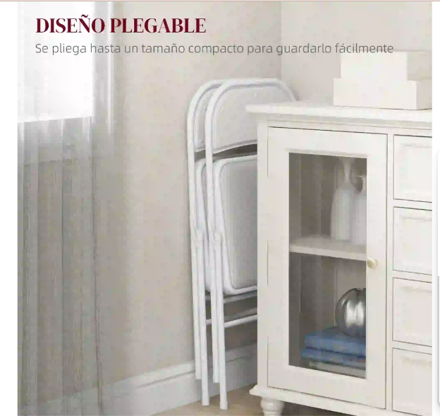 Juego 2 Sillas Plegables HOMCOM Blancas