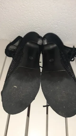 Botines de baile de malla negros, tacon 10cm