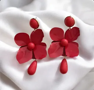 Pendientes Flamenca Flor Roja