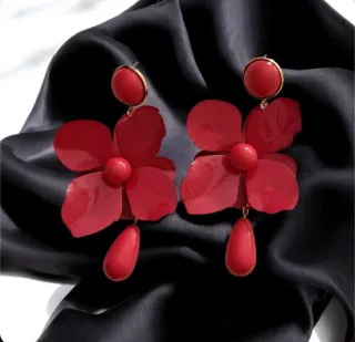 Pendientes Flamenca Flor Roja