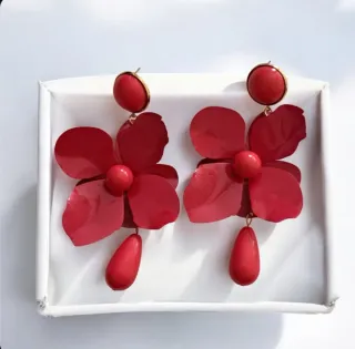 Pendientes Flamenca Flor Roja