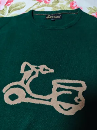 Jersey Ridebike L Verde con Dibujo Moto