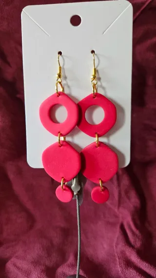 Pendientes largos rosa y dorado