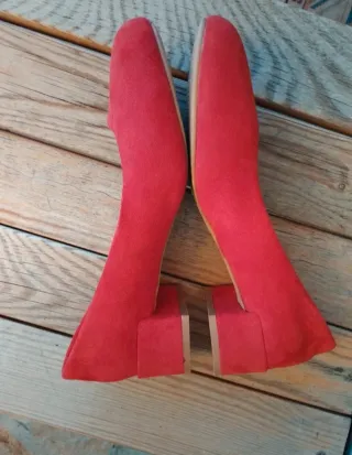 Zapatos tacón bajo ante rojo RIANDA 36