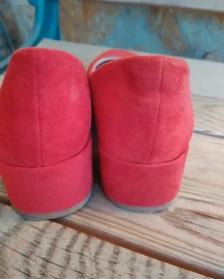 Zapatos tacón bajo ante rojo RIANDA 36