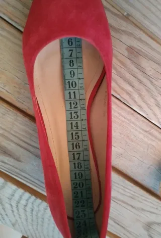 Zapatos tacón bajo ante rojo RIANDA 36