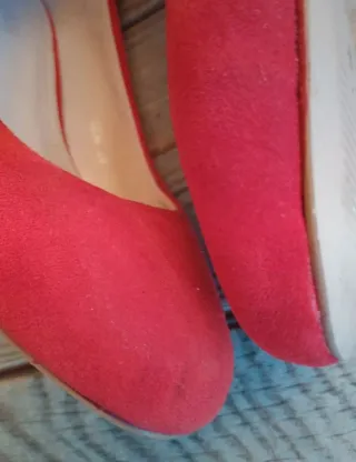 Zapatos tacón bajo ante rojo RIANDA 36
