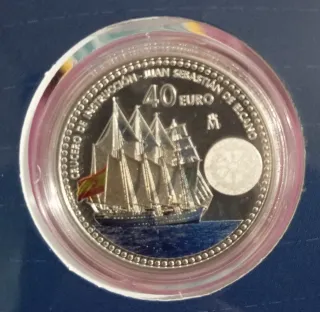 Carterita Moneda Plata 40€ Juan Sebastián Elcano