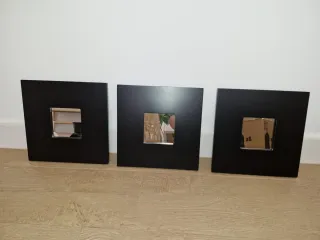 Espejos Cuadrados Negros Ikea Malm. Set 3.