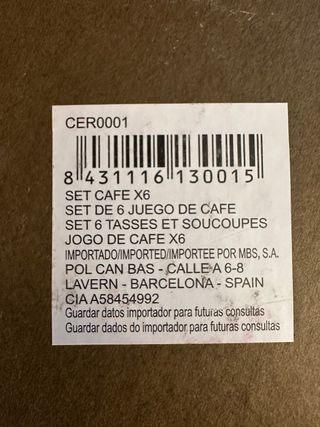 Set de 6 tazas y platillos de café