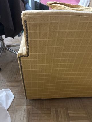 Sofá 2 plazas tela beige/amarillo