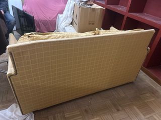 Sofá 2 plazas tela beige/amarillo