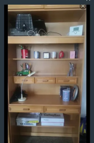 Estantería madera de roble, con cajones y altillo