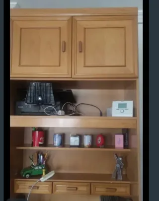 Estantería madera de roble, con cajones y altillo