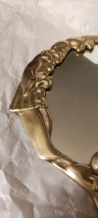 Espejo Art Nouveau bronce figura payaso luna