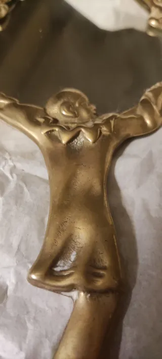 Espejo Art Nouveau bronce figura payaso luna