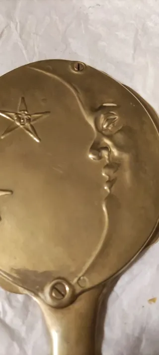 Espejo Art Nouveau bronce figura payaso luna