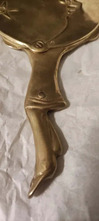 Espejo Art Nouveau bronce figura payaso luna