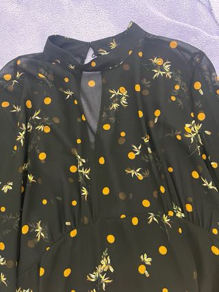 Vestido gasa negro estampado floral