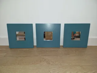 Espejos Cuadrados Malm Ikea Azul 26x26. Set 3.