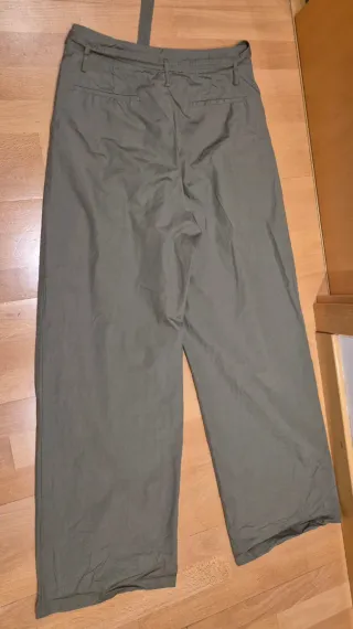 Pantalones Mango Anchos Verde Talla M