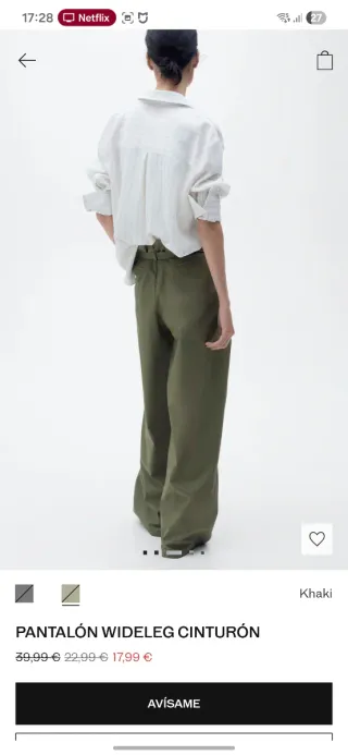 Pantalones Mango Anchos Verde Talla M