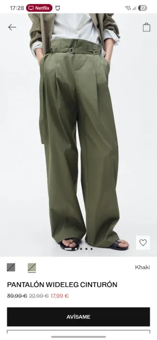 Pantalones Mango Anchos Verde Talla M