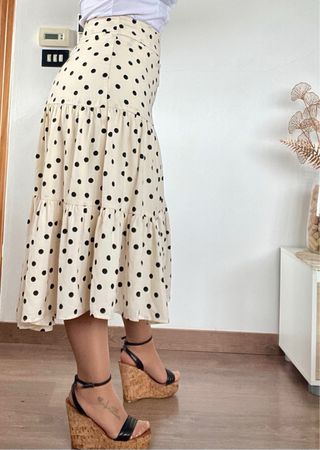 Falda midi lunares Stradivarius