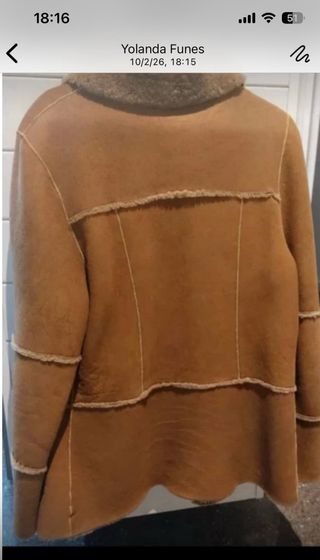 Chaqueta de cuero marrón y beige