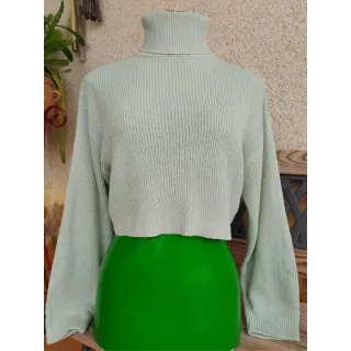 Jersey H&M verde salvia cuello alto XS