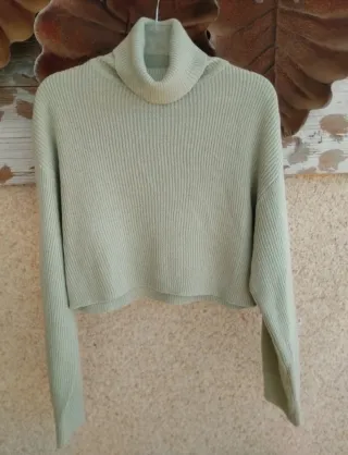 Jersey H&M verde salvia cuello alto XS