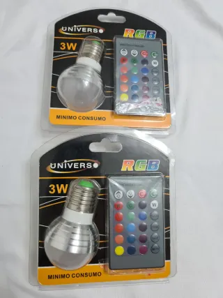 2 Lampadina LED RGB Universa 3W con Telecomando