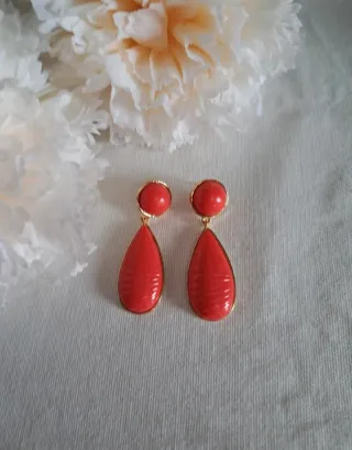 Pendientes Flamenca Rojos y Dorados