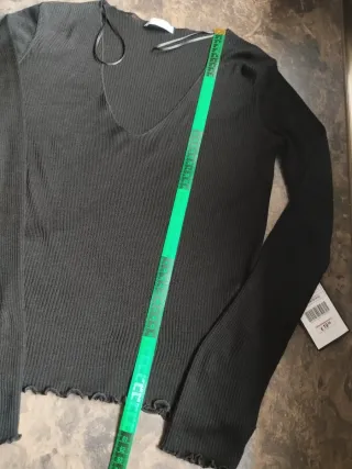 Zara Woman Top Canalé Negro Talla S