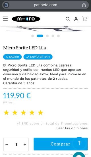 Patinete Micro Sprite LED Lila