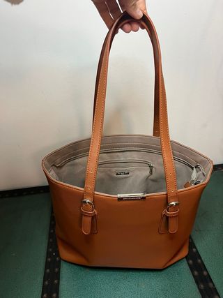 Borsa tote in ecopelle color caramello