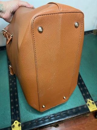 Borsa tote in ecopelle color caramello