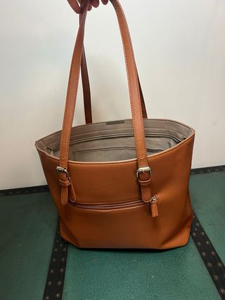 Borsa tote in ecopelle color caramello