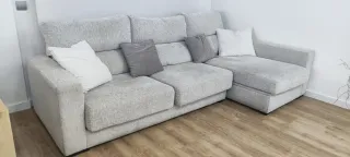 Sofá chaise longue gris claro 3 plazas baja precio