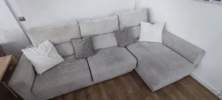 Sofá chaise longue gris claro 3 plazas baja precio