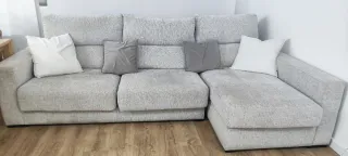 Sofá chaise longue gris claro 3 plazas baja precio