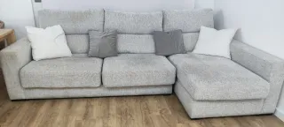 Sofá chaise longue gris claro 3 plazas baja precio