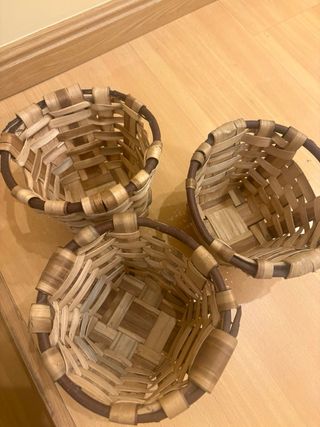 Lote 3 cestas mimbre artesanales